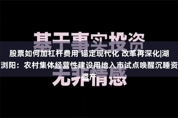 股票如何加杠杆费用 锚定现代化 改革再深化|湖南浏阳：农村集体经营性建设用地入市试点唤醒沉睡资产