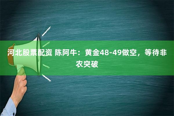 河北股票配资 陈阿牛：黄金48-49做空，等待非农突破