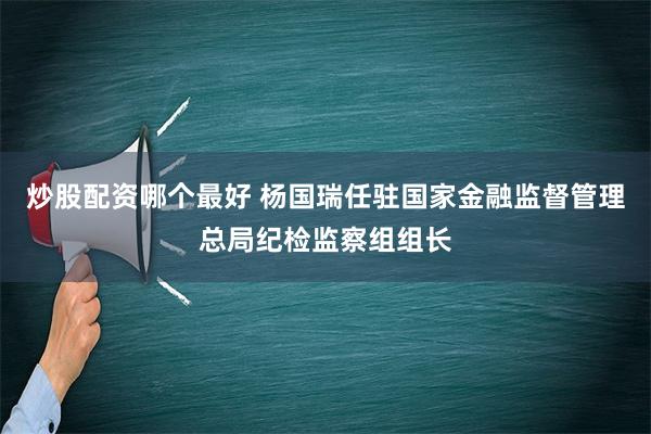 炒股配资哪个最好 杨国瑞任驻国家金融监督管理总局纪检监察组组长